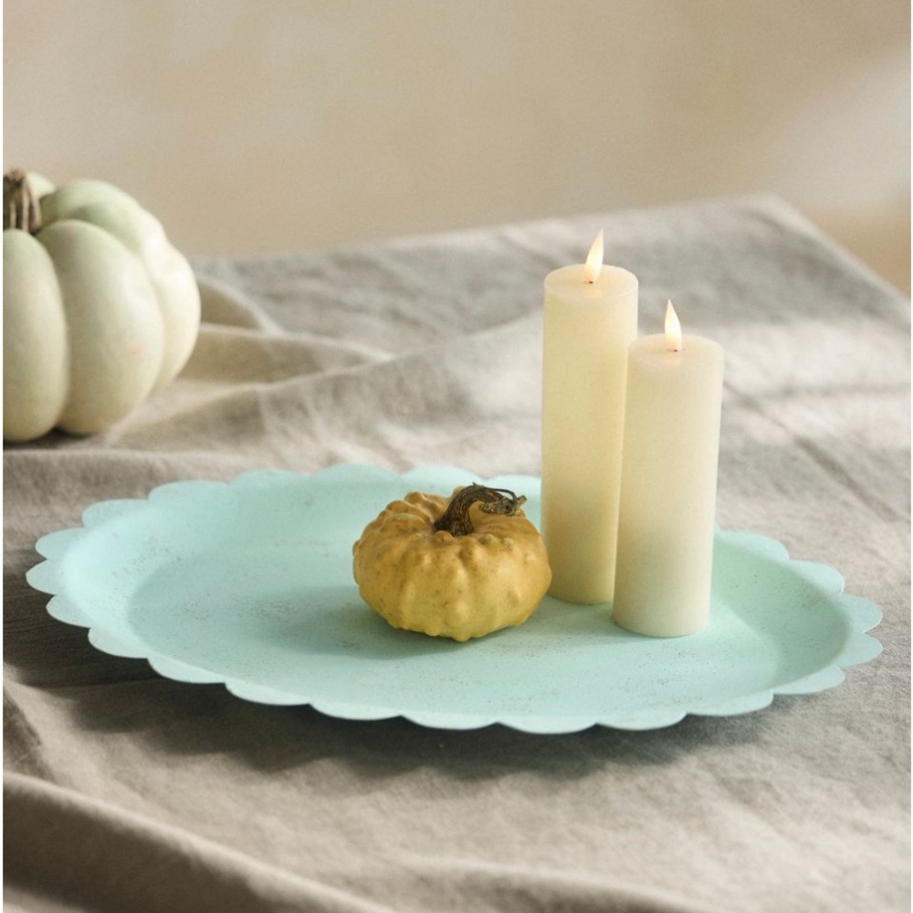 Anthropologie Scalloped iron oval tray